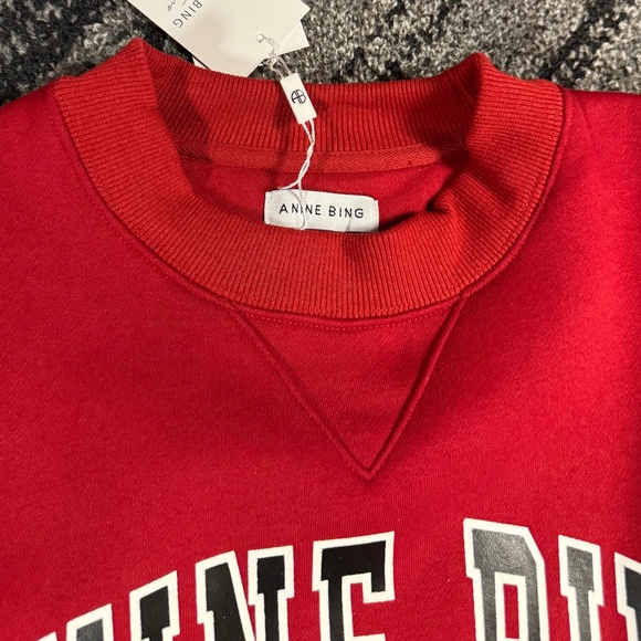Anine Bing Jaci Logo Sport Red Sweater Woman’s Size Small - Picture 2 of 5